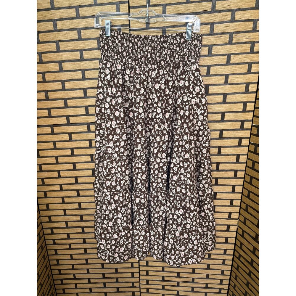 Altar'd State Brown Floral Maxi Skirt Size Medium